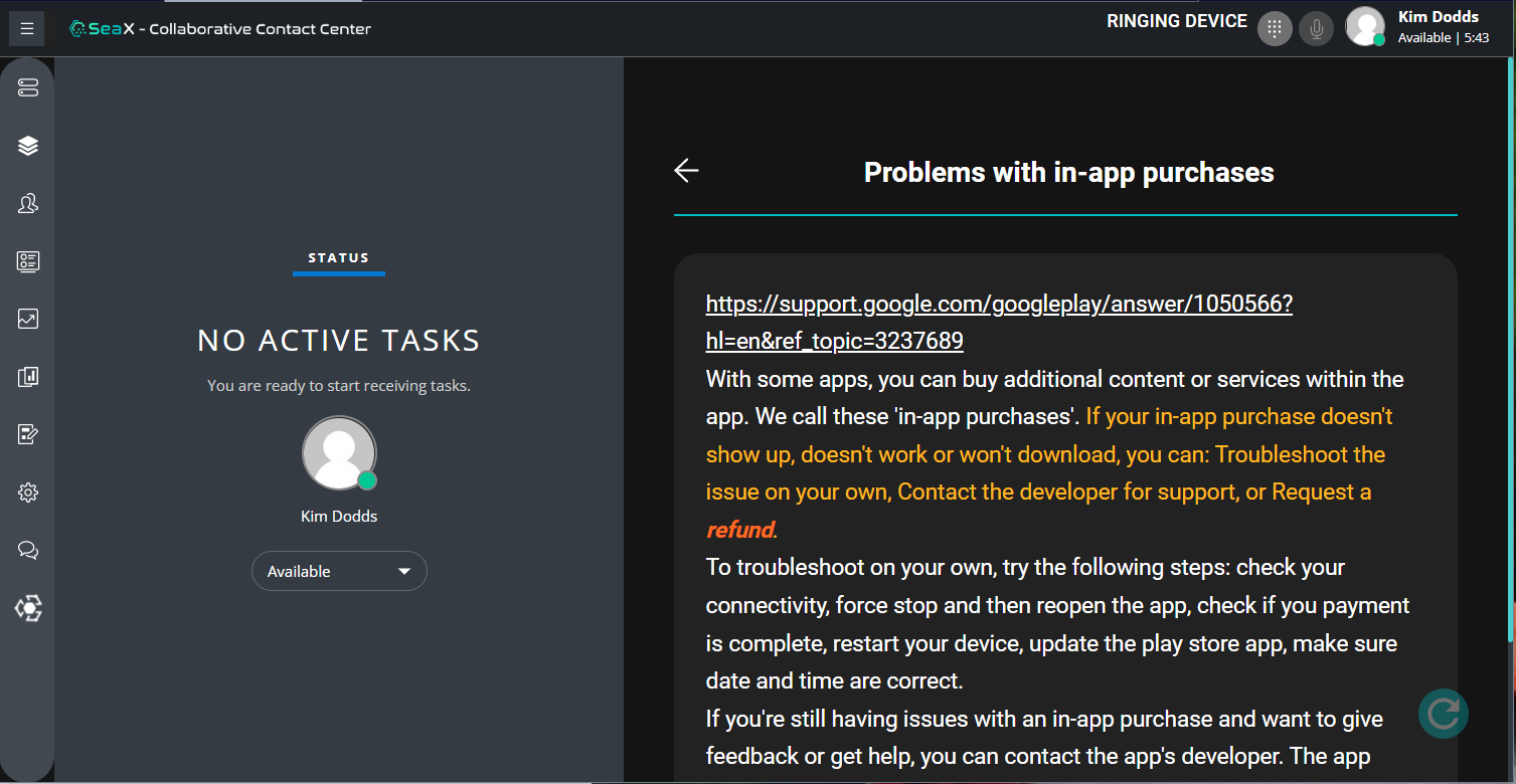खोज परिणाम पर क्लिक करने के बाद एक विस्तारित दृश्य में एक नॉलेज बेस लेख।
