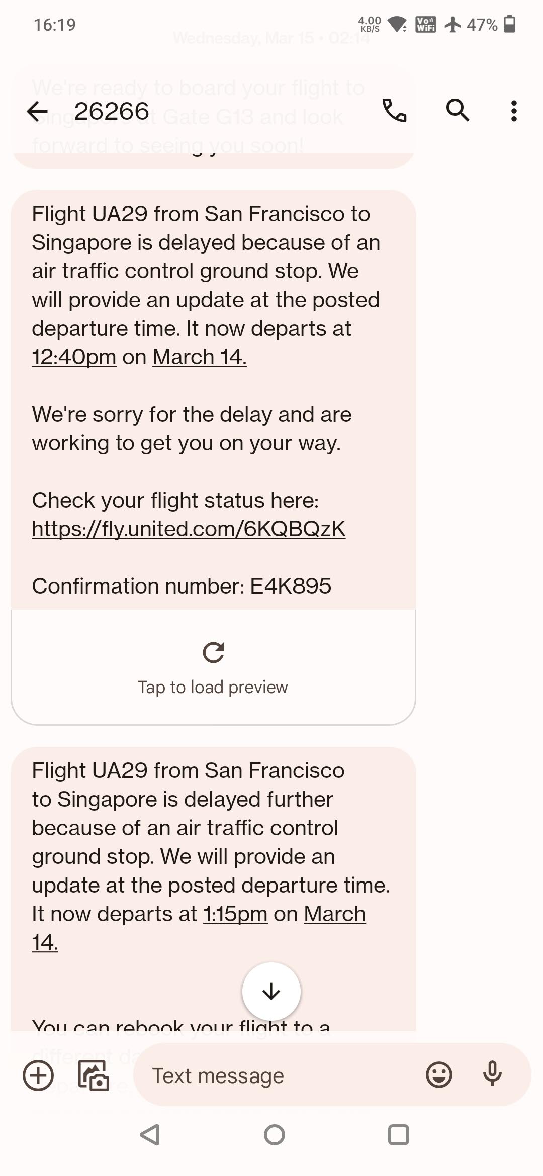 United text message support - 2