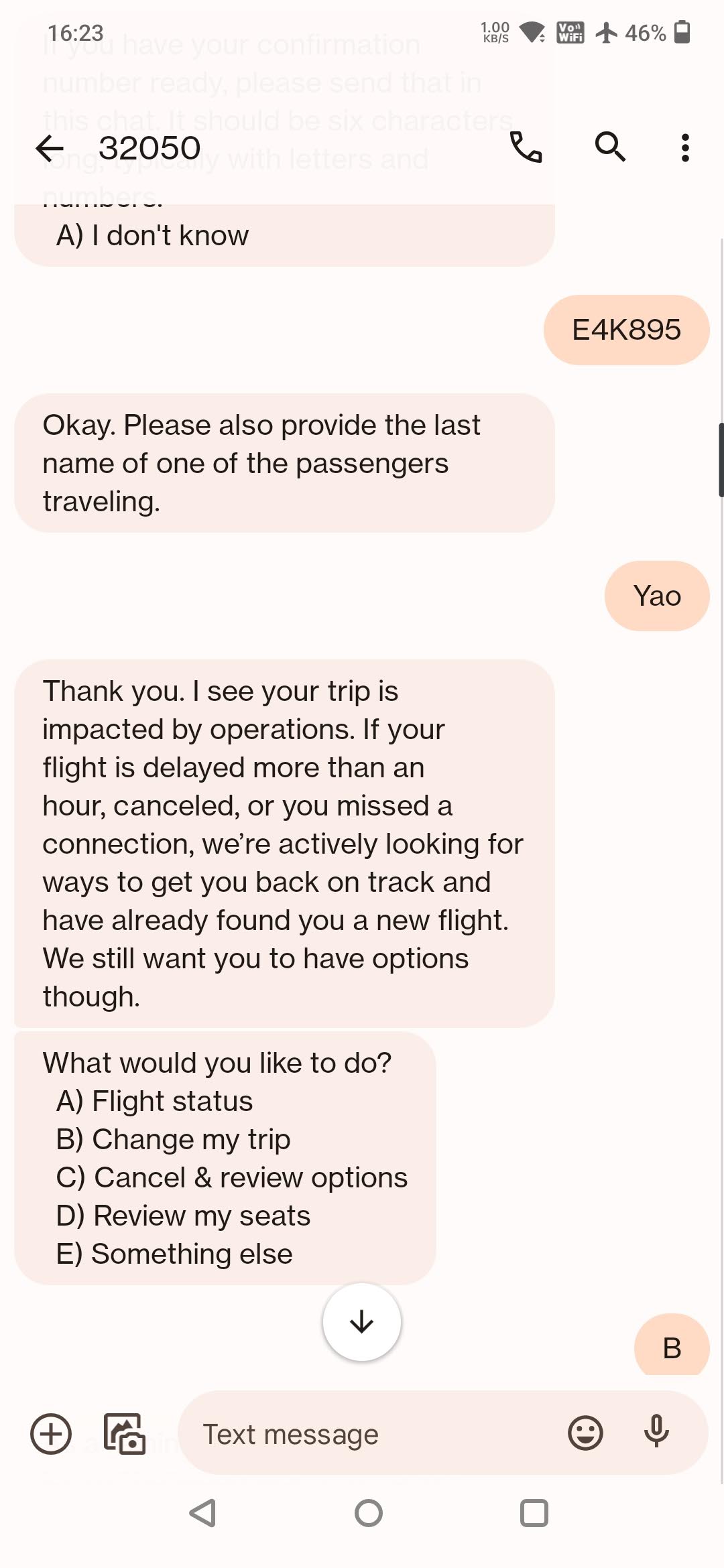 United text message support - 4